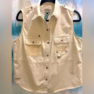 Lauren 1967 X Ralph Lauren Tan With Pockets Mesh Snaps Logo Fashion Vest L